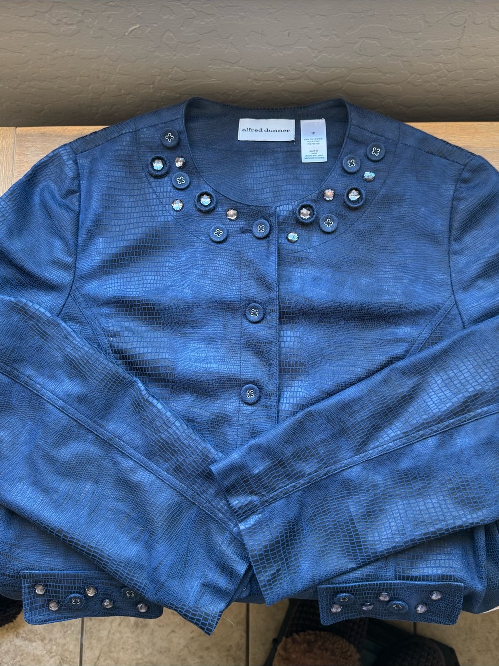Alfred Dunner Navy Embellished Jacket - Picture 5 of 6